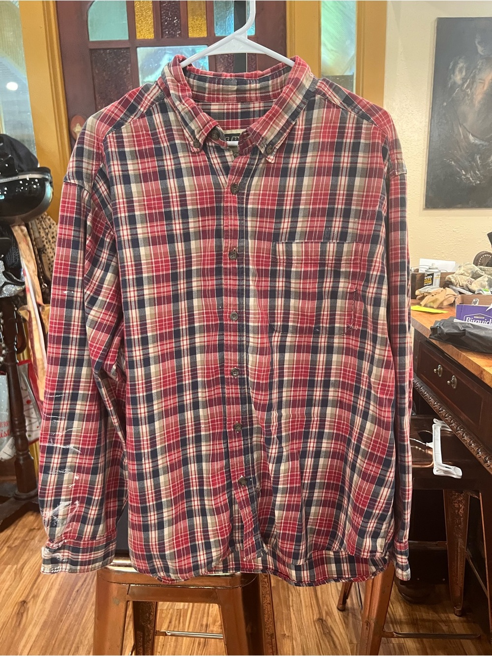 VTG SAFTBAK Red Plaid Button-Down FlannelLightweight Long Sleeve